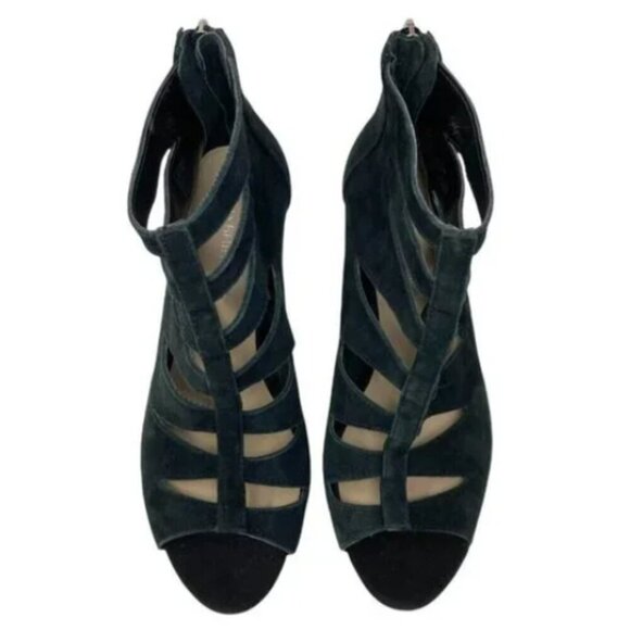 Saks Fifth Avenue Suede Strappy Peep Toe Heels - Size 6.5 - Picture 2 of 7